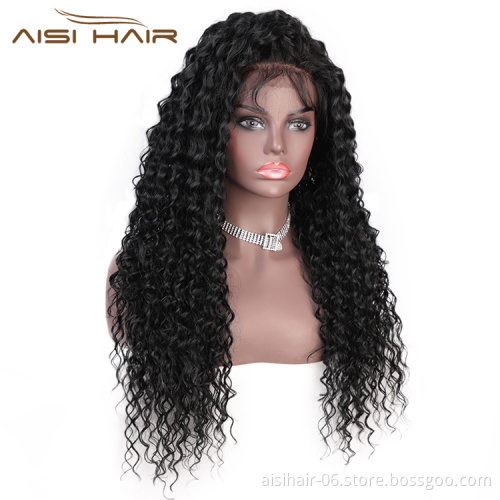 Aisi Hair 13x6 Long Wavy Natural Black Wig Afro Kinky Curly Wave Lace Front Wig Deep Wave Front Lace Hair Wigs For Black Women